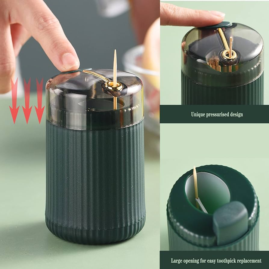 (Pack of 2) Pop-Up Automatic Toothpick Holder Dispenser for Kitchen, Restaurant